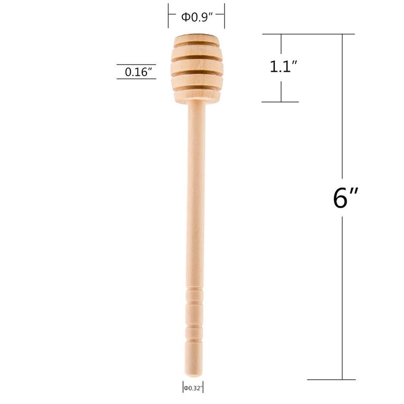 Alytimes 100-Pack 6 Inch Portable Wooden Jam Honey Dipper Honey Sticks for Honey Jar Dispense Drizzle Honey (6inch 100pcs) - Image 4